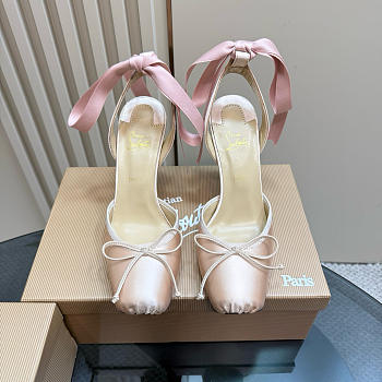 Christian Louboutin Cassia Satin Lace-Up Pumps - Height: 10cm