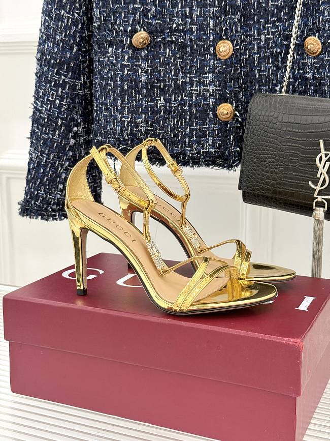 Gucci Women's sandal with bamboo in Gold - Height: 9.5cm  - 1