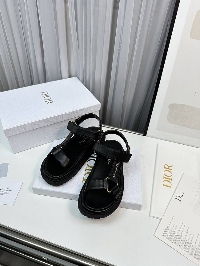 Dior Women's D-Wave Black Lambskin Sandals - 1