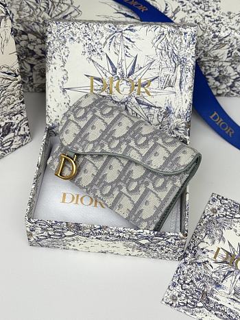 Dior Saddle Bloom Card Holder Gray - Size: 10.5 x 7cm