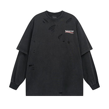 Men's Political Campaign Long Sleeve Layered T-shirt in Black 