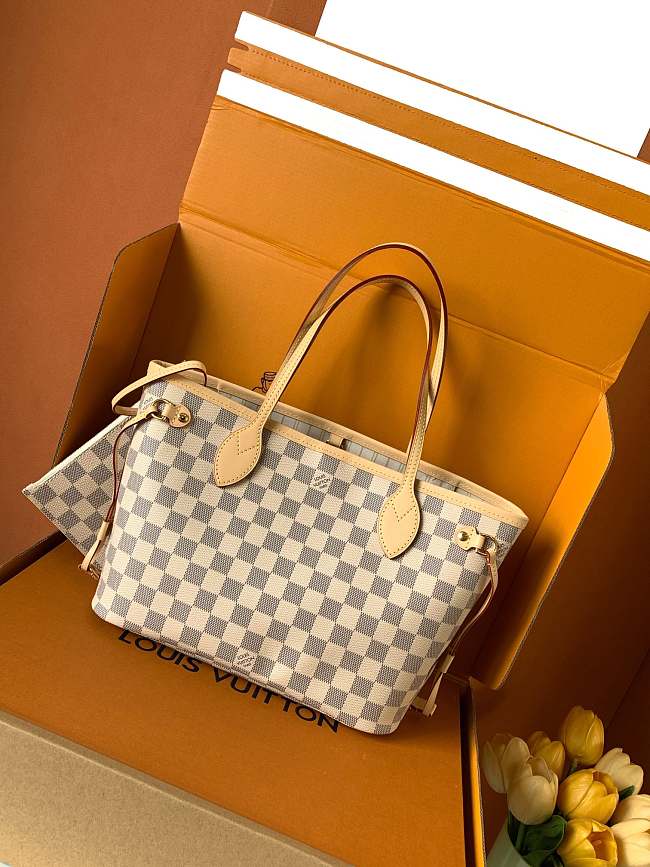 LV Damier Azur Neverfull PM Tote Handbag - size 28 x 14 x 31cm - 1