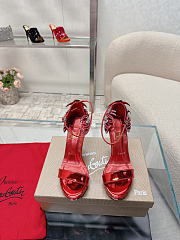 Christian Louboutin Red Patent Leather Loubi Vega Crystal - Height: 12cm - 4