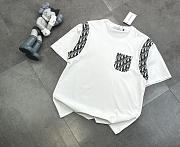 Dior ribbon full print embroidery couple short-sleeved T-shirt - 1