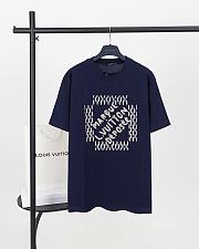 LV heavy-duty beaded letter embroidered short-sleeved T-shirt - 1