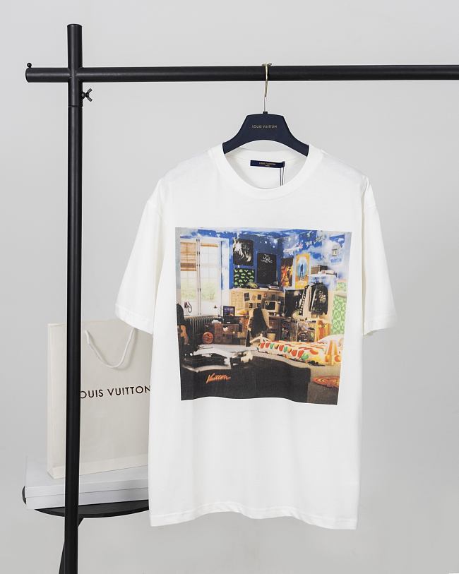  LV Bedroom oil painting graffiti print short-sleeved T-shirt - 1