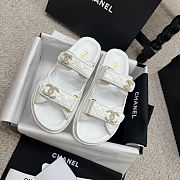 Chanel Dad Sandals high-quality eather with signature quilted detailing white - 4