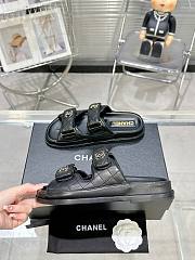 Chanel Dad Sandals high-quality eather with signature quilted detailing black - 4