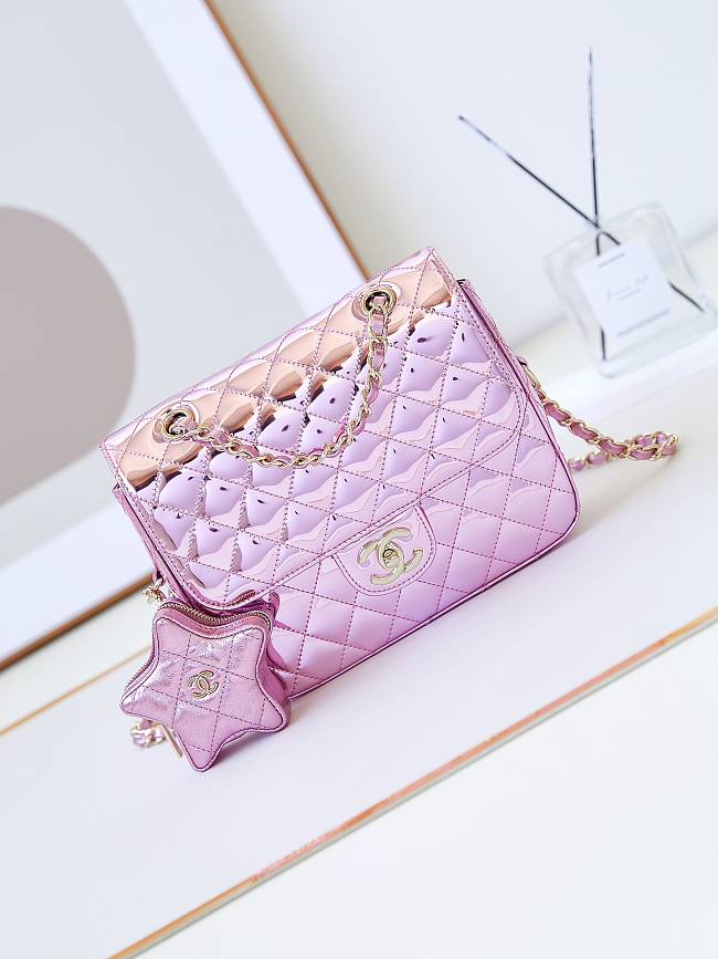 Chanel Mirror Calfskin Mini Flap Bag With Star Coin Purse size 18.5x23.5x8.5 cm - 1