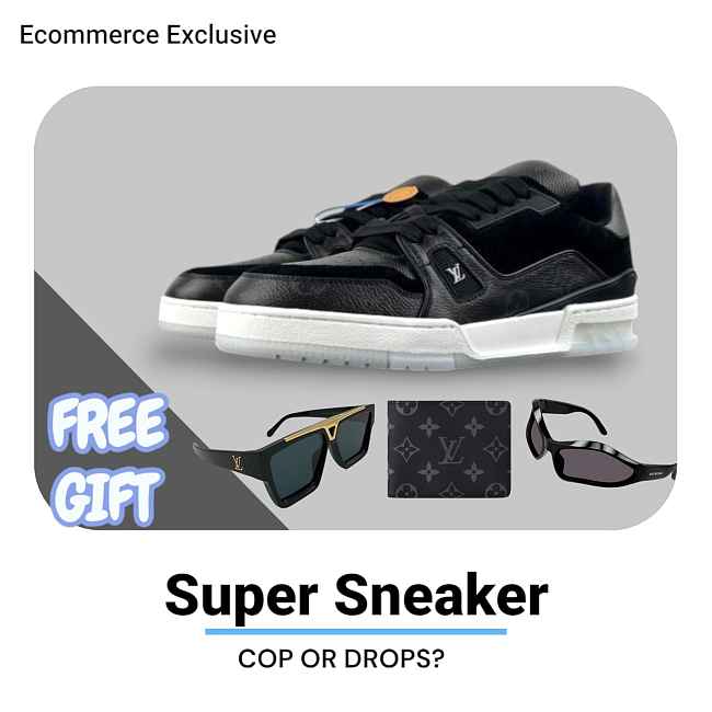 Louis Vuitton LV trainer black and white - 1
