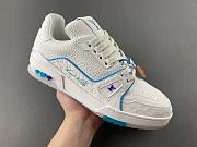 Louis Vuitton LV Trainer Sneaker in White with Blue & Purple Accents - 3