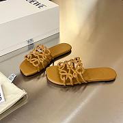 LOEWE Petal Anagram leather slides brown - 2