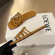 LOEWE Petal Anagram leather slides brown - 3