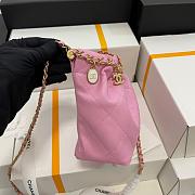 CHANEL Lambskin Resin Quilted Small Bucket Bag Pink 17*16*7cm - 2