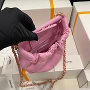 CHANEL Lambskin Resin Quilted Small Bucket Bag Pink 17*16*7cm - 5
