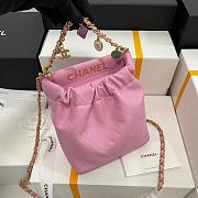 CHANEL Lambskin Resin Quilted Small Bucket Bag Pink 17*16*7cm - 4
