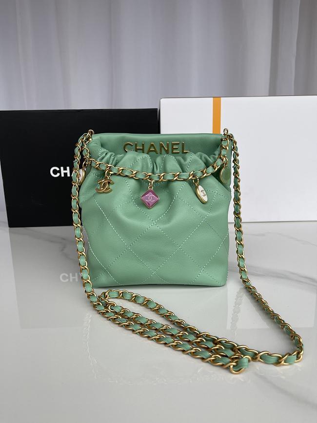 Chanel Lambskin Resin Gold Tone Metal 'Light Green' 17x16x7cm - 1
