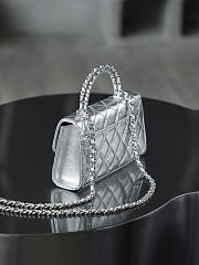 Chanel Classic Flap Metallic Silver 18x11x6.5cm - 5