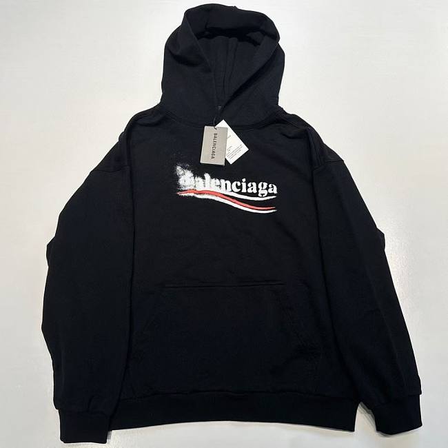 Coke fuzzy print hooded sweatshirt loose fit unisex black - 1