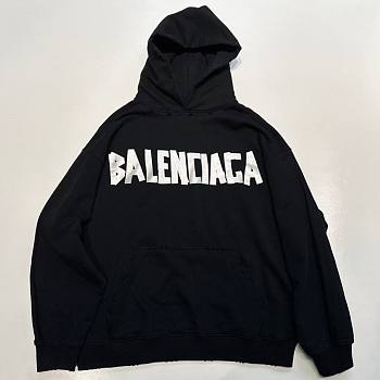 Silver printed hooded sweatshirt, loose fit, unisex, black