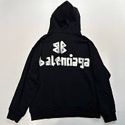 Silver printed hooded sweatshirt, loose fit, unisex, black - 6
