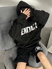 Silver printed hooded sweatshirt, loose fit, unisex, black - 5