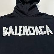 Silver printed hooded sweatshirt, loose fit, unisex, black - 4