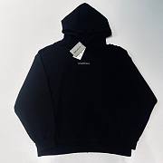 Loose fit hooded sweatshirt with rhinestone lettering, unisex style, black - 1