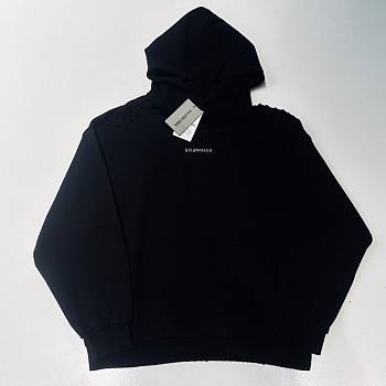 Loose fit hooded sweatshirt with rhinestone lettering, unisex style, black
