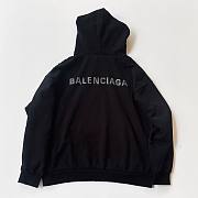 Loose fit hooded sweatshirt with rhinestone lettering, unisex style, black - 2