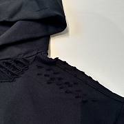 Loose fit hooded sweatshirt with rhinestone lettering, unisex style, black - 3