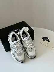CHANEL MILTICOLOR LOGO SILVER SNEAKERS - 5