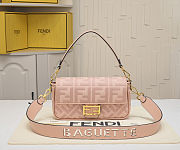 Fendi Baguette Pink FF Canvas Bag size 28x6.5x13.5cm - 1