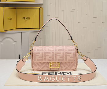 Fendi Baguette Pink FF Canvas Bag size 28x6.5x13.5cm