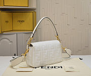 Fendi Baguette White FF Canvas Bag size 28x6.5x13.5cm - 5