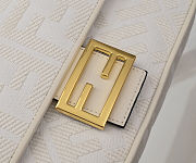 Fendi Baguette White FF Canvas Bag size 28x6.5x13.5cm - 3