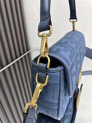 Fendi Baguette Blue FF Canvas Bag size 28x6.5x13.5cm - 3
