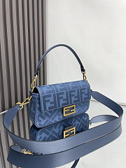 Fendi Baguette Blue FF Canvas Bag size 28x6.5x13.5cm - 4