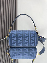 Fendi Baguette Blue FF Canvas Bag size 28x6.5x13.5cm - 5
