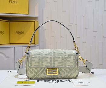 Fendi Baguette Green FF Canvas Bag size 28x6.5x13.5cm