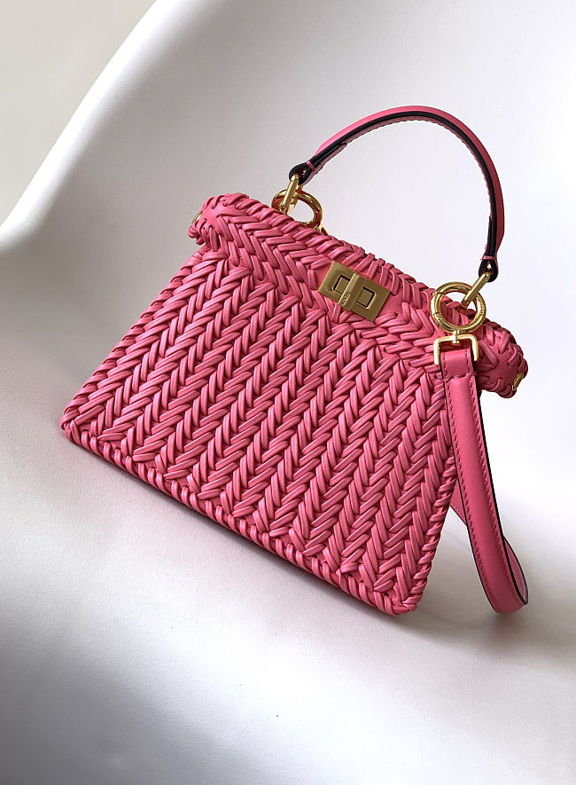 Fendi Women Peekaboo ISeeU Petite Pink Padded Calfskin Leather Bag size 20cm - 1