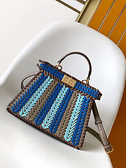 Fendi Peekaboo Mini crossbody bag in blue-brown color size 27 cm - 1