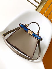 Fendi Peekaboo Mini crossbody bag in blue-brown color size 27 cm - 4