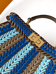 Fendi Peekaboo Mini crossbody bag in blue-brown color size 27 cm - 6