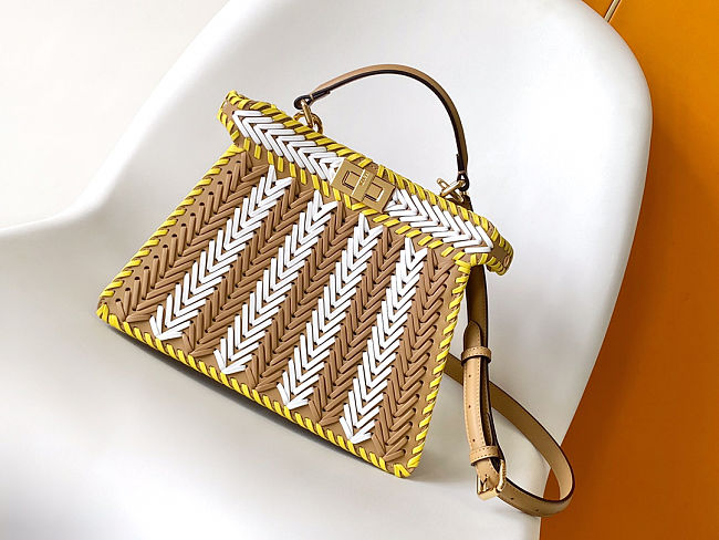 Fendi Peekaboo Mini crossbody bag in brown - yellow color size 27 cm - 1