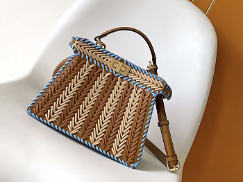 Fendi Peekaboo Mini crossbody bag in brown - blue color size 27 cm