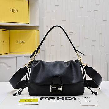 Fendi Mamma Baguette Black nappa leather bag size 26,5x8,5x18cm
