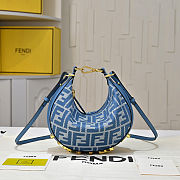 Fendi Fendigraphy Mini Hobo Bag in blue denim-effect FF jacquard size 20cm - 1