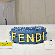 Fendi Fendigraphy Mini Hobo Bag in blue denim-effect FF jacquard size 20cm - 6