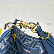 Fendi Fendigraphy Mini Hobo Bag in blue denim-effect FF jacquard size 20cm - 5